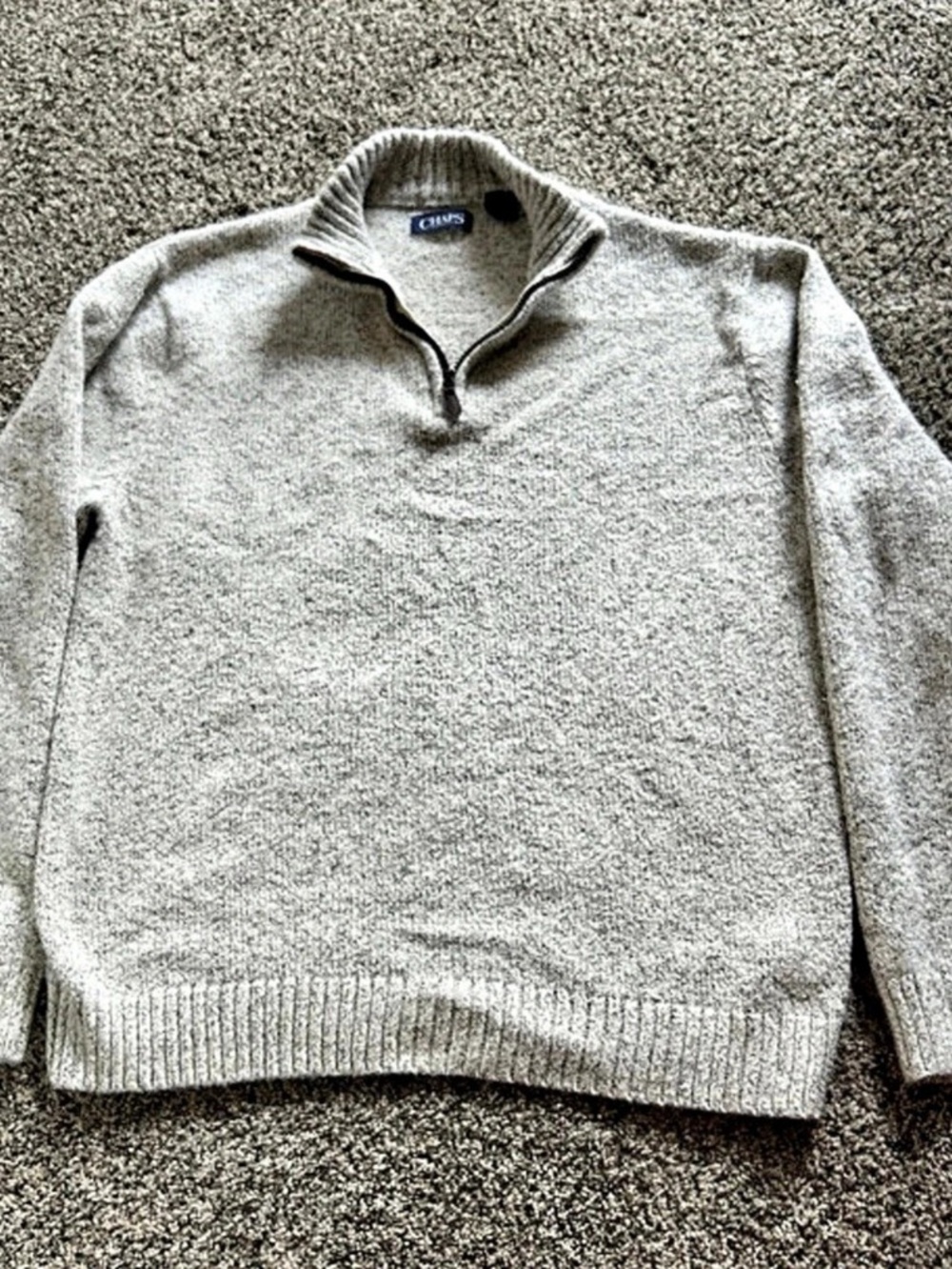 Chaps Men's Cotton Quarter-Zip Sweater Gray Large Like New
